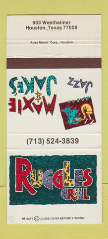 Matchbook Cover - Ruggles Grill Maxie Jake's Jazz Houston TX 30 Strike
