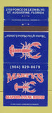 Matchbook Cover - Marty's Seafood Steak St Augustine FL WEAR 30 Strike