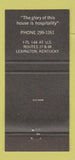 Matchbook Cover - The Winners Table Lexington KY 30 Strike
