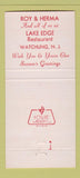 Matchbook Cover Roy & Herma Lake Edge Restaurant Wachung NJ Christmas 30 Strike