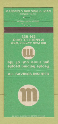 Matchbook Cover - Mansfield Building and Loan OH 30 Strike