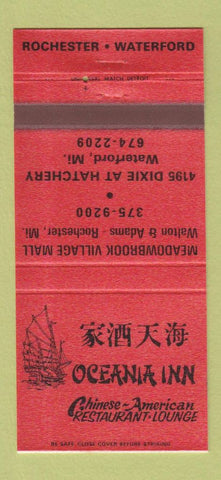 Matchbook Cover - Oceania Inn Chinese Rochester Waterford MI 30 Strike