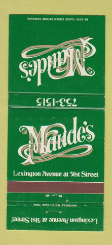 Matchbook Cover - Maude's New York City WEAR 30 Strike