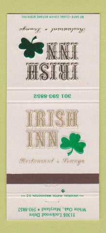 Matchbook Cover - Irish Inn Restaurant White Oak MD 30 Strike
