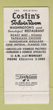 Matchbook Cover Betty Mickey Costin's Sirloin Room Washington DC WEAR 30 Strike