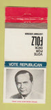 Matchbook Cover Dick Folz Lieutenant Governor Election IN Indiana WEAR 30 Strike