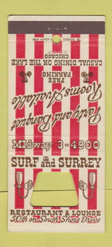 Matchbook Cover - Surf and Surrey Restaurant Chicago IL 30 Strike