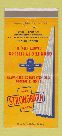Matchbook Cover - Granite City Steel IL steel siding roofing 30 Strike