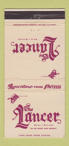 Matchbook Cover - The Lancer Restaurant Reno NV 30 Strike