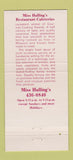 Matchbook Cover - Miss Hulling's St Louis MO 30 Strike