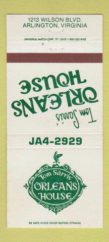 Matchbook Cover - Tom Sarris' Orleans House Arlington VA 30 Strike