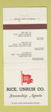 Matchbook Cover - Rice Unruh Steamship Agent Philadelphia Boston 30 Strike