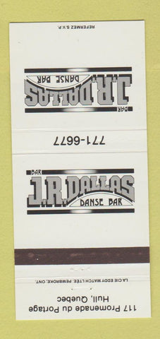 Matchbook Cover - JR Dallas Bar Hull QC 30 Strike