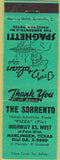 Matchbook Cover - The Sorrento Pizza Harlingen TX Italian Bridal Salon Green