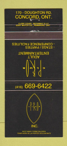 Matchbook Cover - Club Pro Strip Club Concord ON 30 Strike