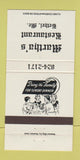 Matchbook Cover - Martha's Restaurant Bethel ME WHITE 30 Strike