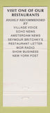 Matchbook Cover - Mitali West Indian Restaurant New York City 30 Strike