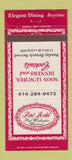 Matchbook Cover - Port Hotel Port Washington WI 30 Strike