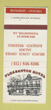 Matchbook Cover - Pleasanton Hotel CA 30 Strike