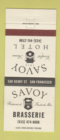 Matchbook Cover - Savoy Brasserie Hotel San Francisco CA