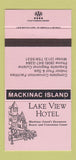 Matchbook Cover - Lake View Hotel Mackinac Island MI PINK 30 Strike