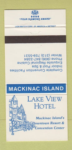 Matchbook Cover - Lake View Hotel Mackinac Island MI WHITE 30 Strike