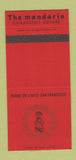 Matchbook Cover - The Mandarin Restaurant San Francisco CA 30 Strike