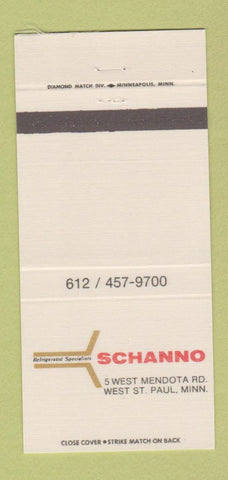 Matchbook Cover - Schanno Refrigeration West St Paul MN 30 Strike