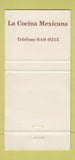 Matchbook Cover - Meson Del Lago Chicago IL Mexican  30 Strike