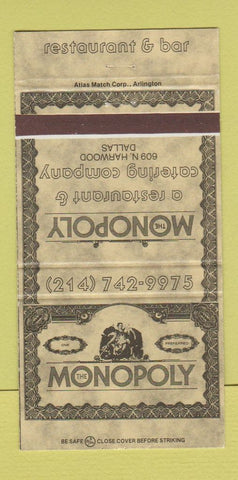 Matchbook Cover - Monoloply Restaurant Dallas TX 30 Strike