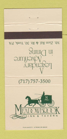 Matchbook Cover - Meadowbrook Inn Tavern York PA 30 Strike
