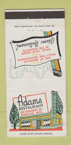 Matchbook Cover - Adams Restaurant Rawlins WY 30 Strike