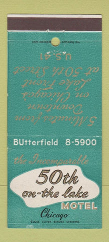 Matchbook Cover - 50th On the Lake Motel Chicago IL 30 Strike