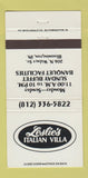 Matchbook Cover - Leslie's Italian Villa Bloomington IN 30 Strike