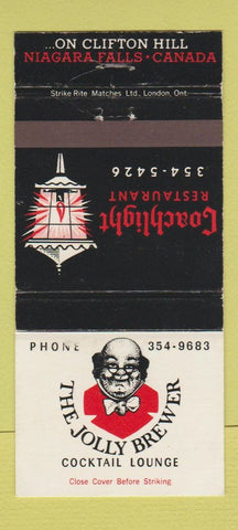 Matchbook Cover - Jolly Brewer Coachlight Restaurant Niagara Falls ON 30 Strike