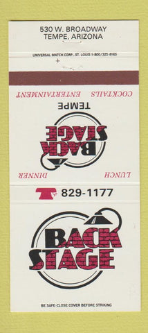 Matchbook Cover - Back Stage Tempe AZ restaurant 30 Strike