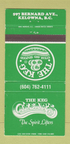 Matchbook Cover - The Keg Caesar's Kelowna BC WEAR 30 Strike