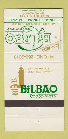 Matchbook Cover - Bilbao Restaurant Miami FL 30 Strike