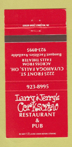 Matchbook Cover Larry & Jerry's Corkscrew Restaurant Cuyahoga Falls ON 30 Strike