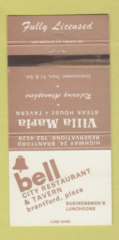 Matchbook Cover - Bell City Restaurant Brantford ON 30 Strike