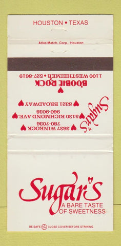Matchbook Cover - Sugar's Strip Club? Houston TX 30 Strike