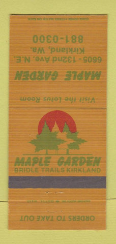 Matchbook Cover - Maple Garden Kirkland WA 30 Strike