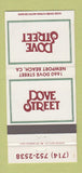 Matchbook Cover - Dove Street Newport Beach CA 30 Strike