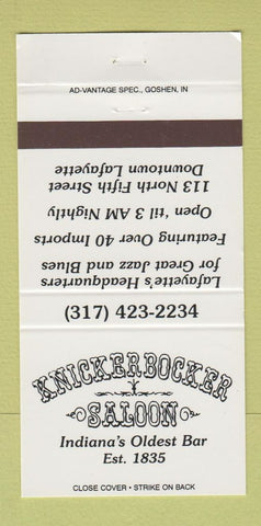 Matchbook Cover - Knickerbocker Saloon Lafayette IN 30 Strike