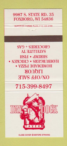 Matchbook Cover - Dry Dock Tavern Foxboro MA Pizza 30 Strike