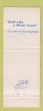 Matchbook Cover - Mack Trucks 75th Tupelo MS Memphis TN