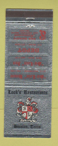 Matchbook Cover - Look's Restaurant Houston TX