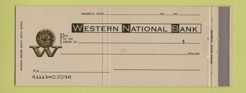 Matchbook Cover - Western National Bank Amarillo TX Full Length