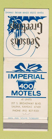 Matchbook Cover - Imperial 400 Motels Christmas Salina KS WEAR