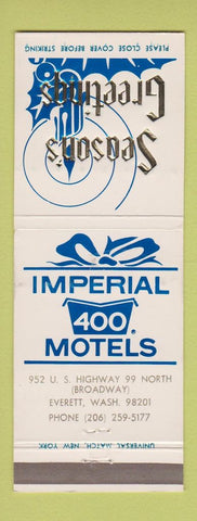 Matchbook Cover - Imperial 400 Motels Christmas Everett WA
